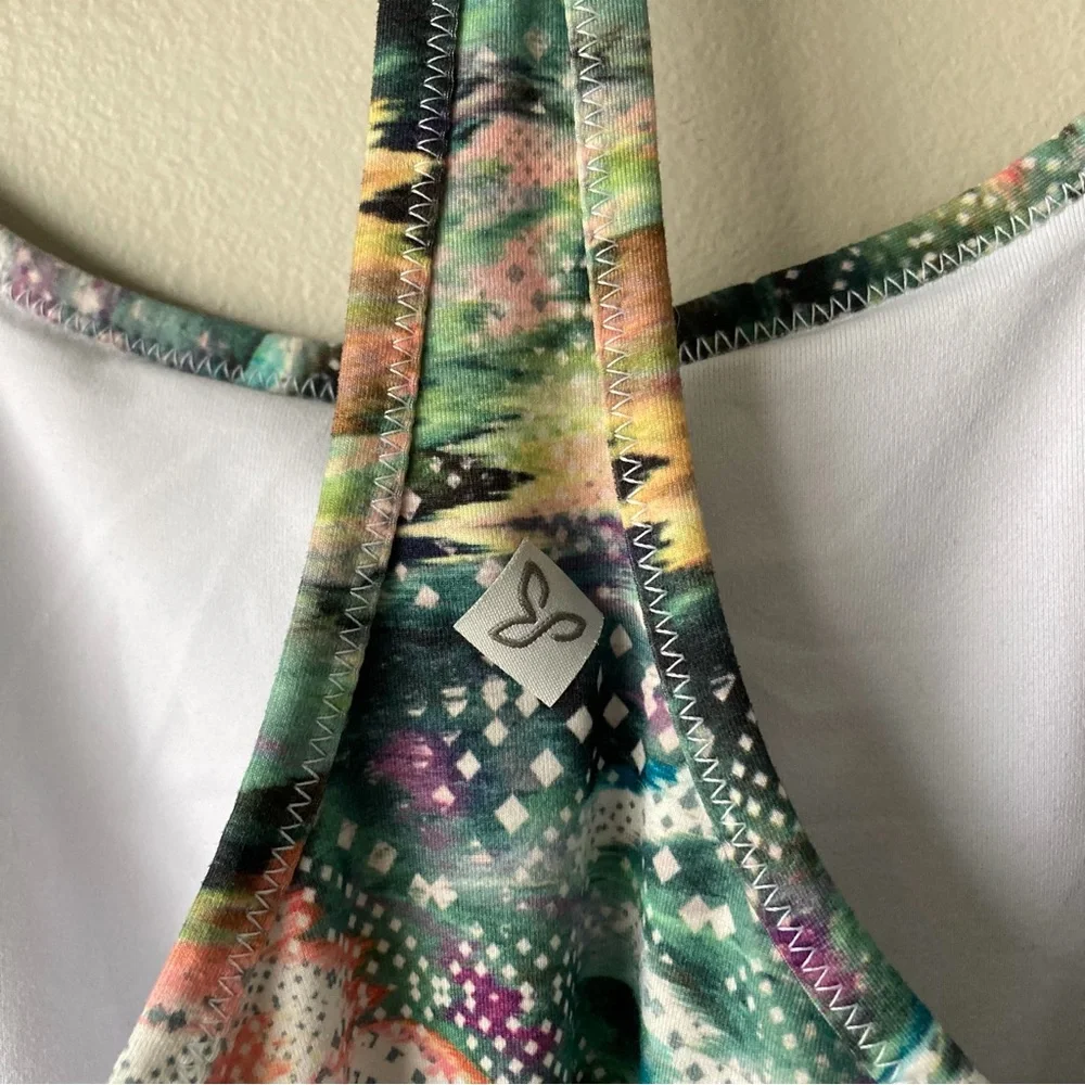 Prana Multicolor‎ Green Purple Watercolor Tank Built In Bra Women’s XL